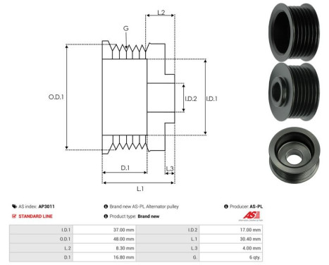 Belt pulley, alternator, Image 4