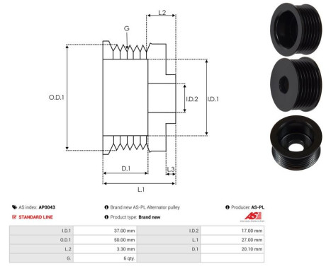 Belt pulley, alternator, Image 4