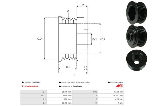 Belt pulley, alternator, Image 4