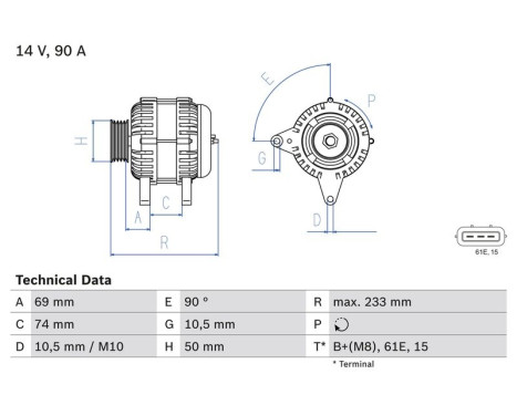 Alternator 4039 Bosch, Image 2