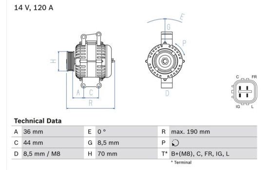 Alternator 8205 Bosch, Image 2