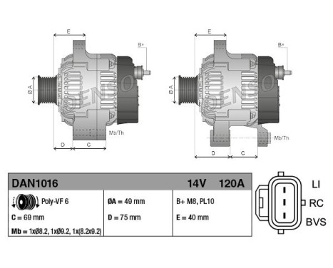 Alternator DAN1016 Denso, Image 2
