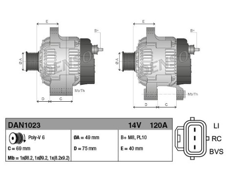 Alternator DAN1023 Denso, Image 2