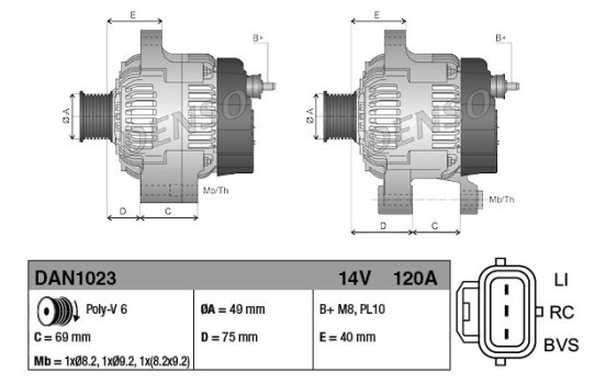 Alternator DAN1023 Denso, Image 2