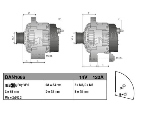 Alternator DAN1066 Denso, Image 2