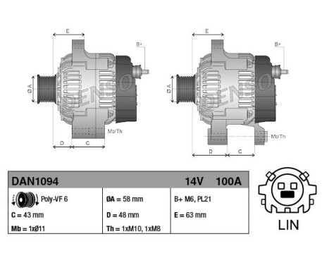 Alternator DAN1094 Denso, Image 2