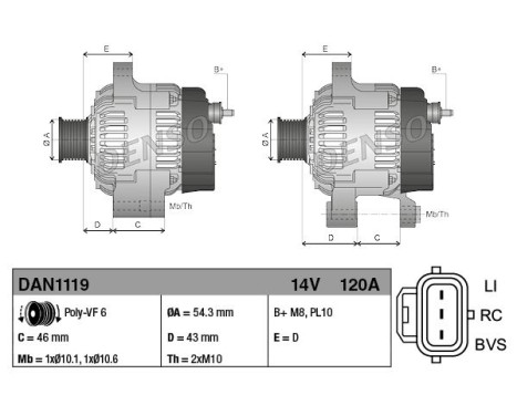Alternator DAN1119 Denso, Image 2