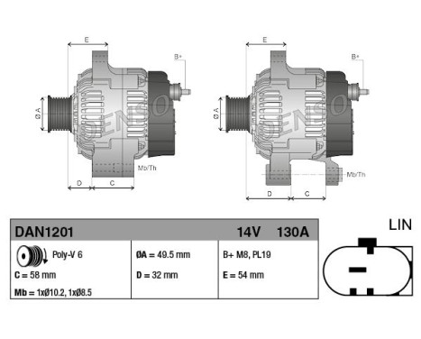 Alternator DAN1201 Denso, Image 2