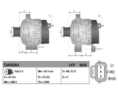 Alternator DAN562 Denso, Image 2