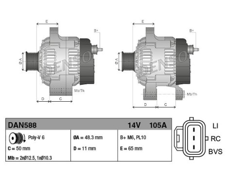 Alternator DAN588 Denso, Image 2