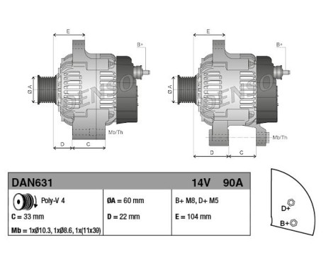 Alternator DAN631 Denso