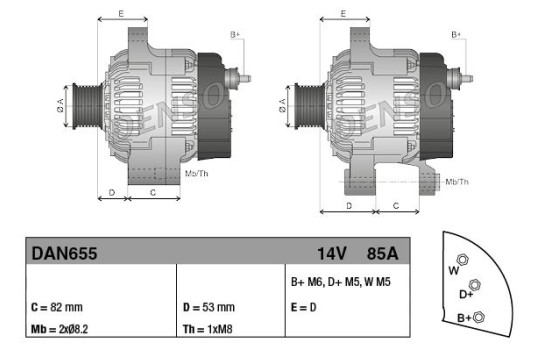 Alternator DAN655 Denso, Image 3