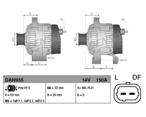 Alternator DAN935 Denso, Image 2