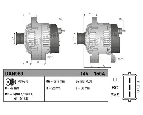 Alternator DAN989 Denso, Image 2