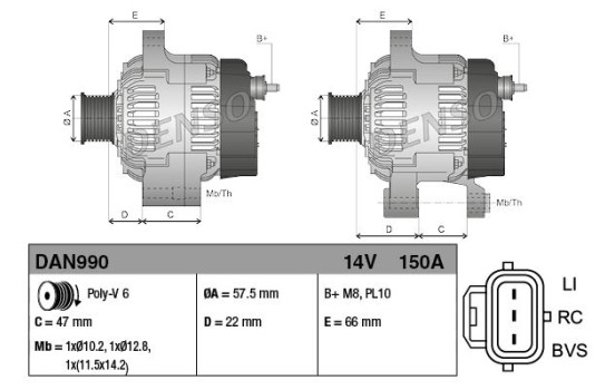 Alternator DAN990 Denso, Image 2