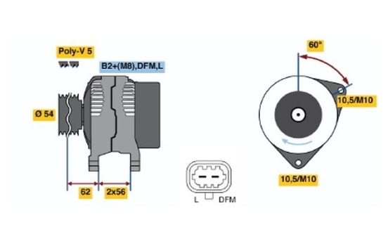 Alternator E4(>)14V100A Bosch, Image 5