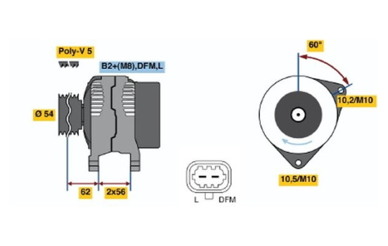 Alternator E6(>)14V70/120A Bosch, Image 5