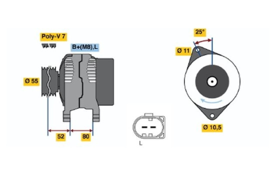 Alternator E8(>)14V75/140A Bosch