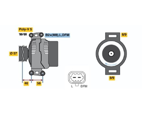 Alternator E8(>)14V80/140A Bosch, Image 5