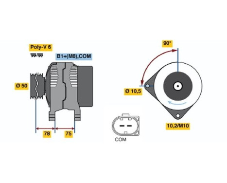Alternator E8(>)14V80/150A Bosch