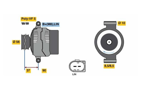 Alternator EL7(>)14V95/150A Bosch, Image 5