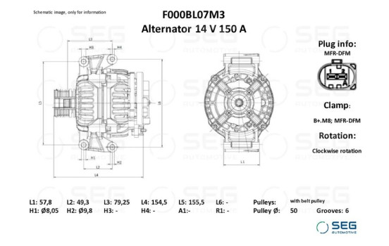 Alternator Fiat 150A, Image 6