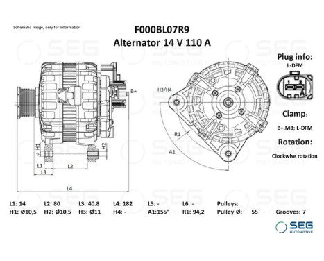 Alternator Fiat/Iveco 110A, Image 6
