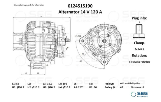 Alternator Mercedes 115A, Image 2