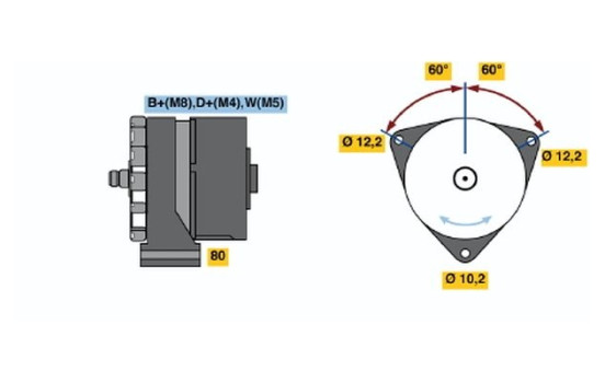 Alternator N1(-)28V10/55A Bosch