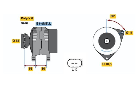 Alternator NCB1(>)14V70/120A Bosch