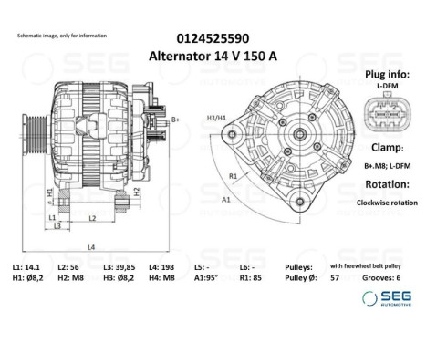 Alternator Opel 155A, Image 2