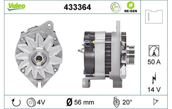 Alternator REMANUFACTURED PREMIUM 433364 Valeo, Image 2
