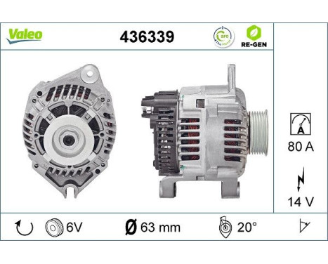 Alternator REMANUFACTURED PREMIUM 436339 Valeo, Image 2