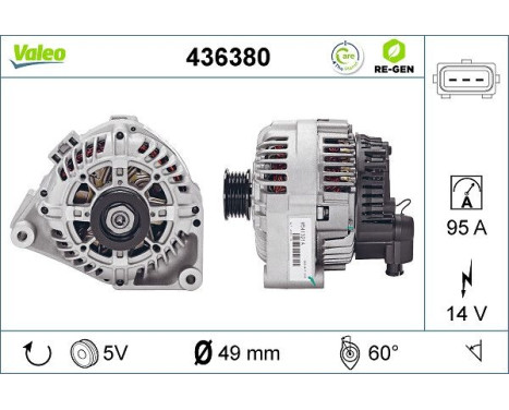 Alternator REMANUFACTURED PREMIUM 436380 Valeo, Image 2