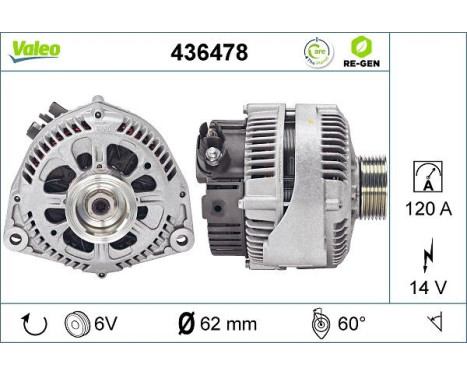 Alternator REMANUFACTURED PREMIUM 436478 Valeo, Image 2