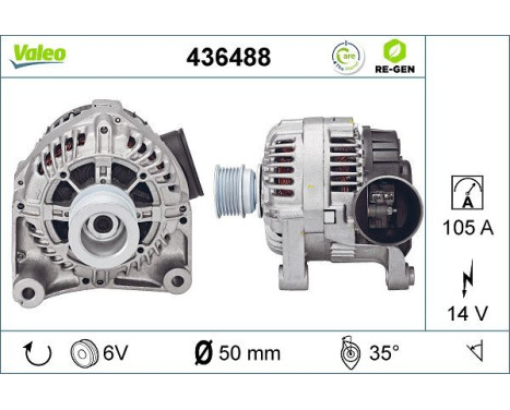 Alternator REMANUFACTURED PREMIUM 436488 Valeo, Image 2