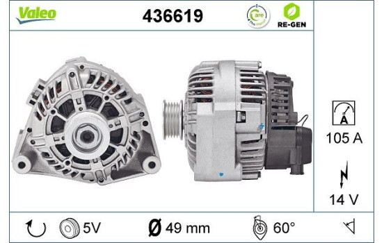 Alternator REMANUFACTURED PREMIUM 436619 Valeo, Image 2