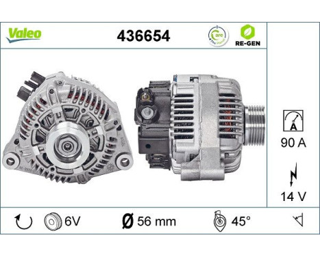 Alternator REMANUFACTURED PREMIUM 436654 Valeo, Image 2