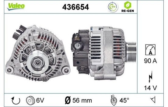 Alternator REMANUFACTURED PREMIUM 436654 Valeo, Image 2