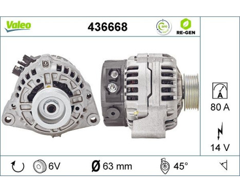 Alternator REMANUFACTURED PREMIUM 436668 Valeo, Image 2