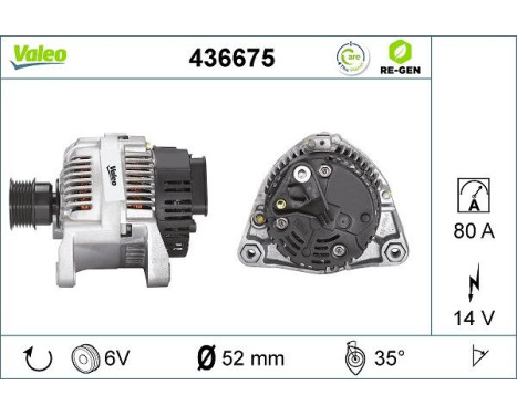 Alternator REMANUFACTURED PREMIUM 436675 Valeo, Image 2