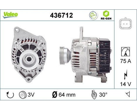 Alternator REMANUFACTURED PREMIUM 436712 Valeo, Image 2