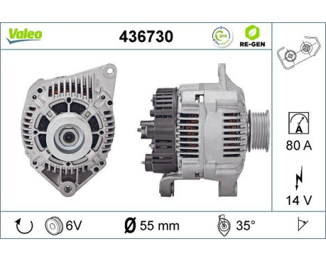 Alternator REMANUFACTURED PREMIUM 436730 Valeo, Image 2