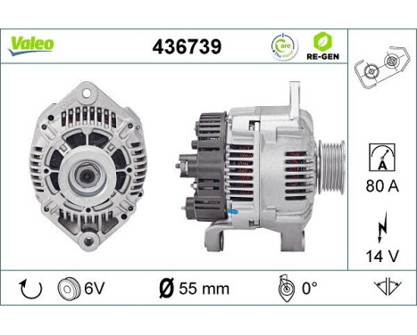 Alternator REMANUFACTURED PREMIUM 436739 Valeo, Image 2