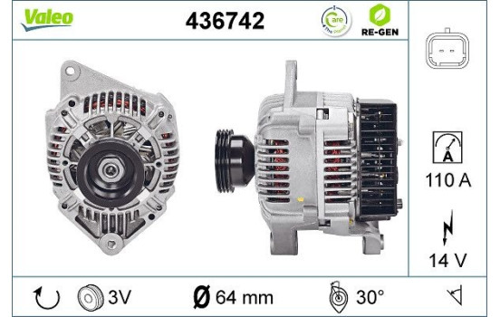Alternator REMANUFACTURED PREMIUM 436742 Valeo, Image 3