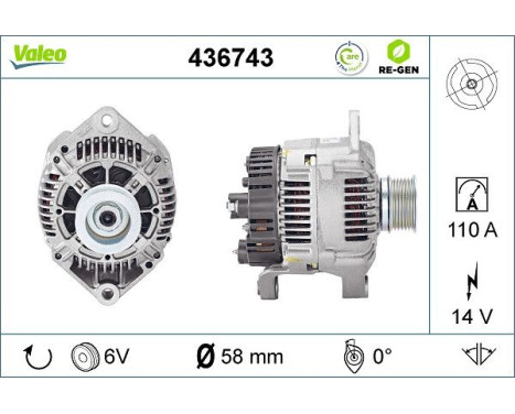 Alternator REMANUFACTURED PREMIUM 436743 Valeo, Image 2
