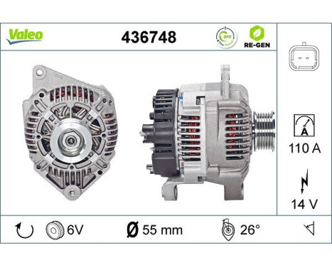 Alternator REMANUFACTURED PREMIUM 436748 Valeo, Image 2