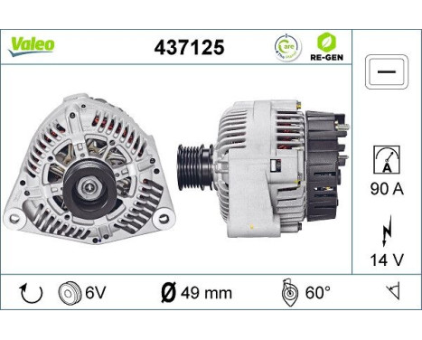 Alternator REMANUFACTURED PREMIUM 437125 Valeo, Image 2