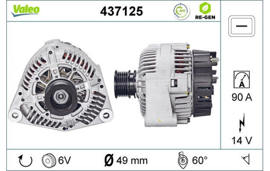 Alternator REMANUFACTURED PREMIUM 437125 Valeo, Image 2
