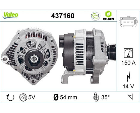 Alternator REMANUFACTURED PREMIUM 437160 Valeo, Image 2